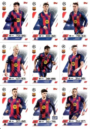 Týmový set 2025-26 Topps Match Attax UEFA Club Competitions FC Barcelona