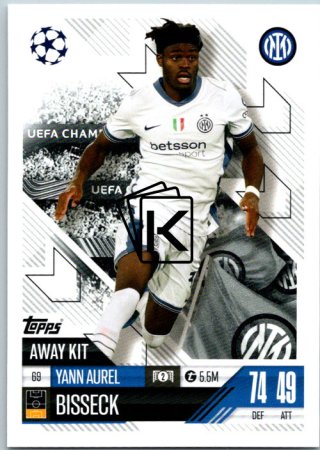 Fotbalová kartička 2024-25 Topps Match Attax EXTRA UEFA Club Competitions Away Kit 69.  Yann Aurel Bisseck (FC Internazionale Milano)