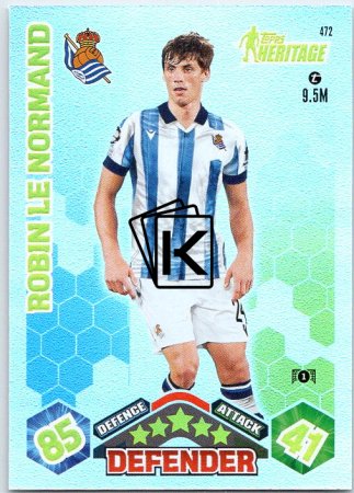 Fotbalová kartička 2023-24 Topps Match Attax UEFA Club Competitions Heritage 472 Robin Le Normand Real Sociedad de Fútbol