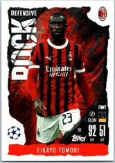 Fotbalová kartička 2024-25 Topps Match Attax EXTRA UEFA Club Competitions Defensive Rock 96 Fikayo Tomori (AC Milan)