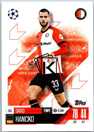 fotbalová kartička 2024-25 Topps Match Attax UEFA Club Competitions 265 Dávid Hancko (Feyenoord)
