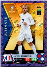 fotbalová karta Topps Match Attax EURO 2024 Purple Sapphire Holograph Ultimate UXI10 Antoine Griezmann France