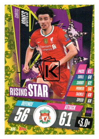 fotbalová kartička Topps Match Attax Champions League 2020-21 Rising Star RS5 Curtis Jones - Liverpool