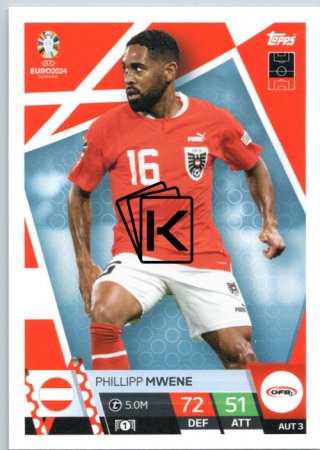 fotbalová karta Topps Match Attax EURO 2024 AUS3 Phillipp Mwene (Austria)