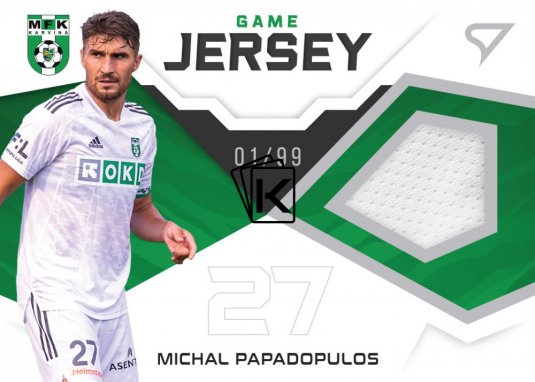 fotbalová kartička 2021-22 SportZoo Fortuna Game Jersey GJ-PA Michal Papadopulos MFK Karviná