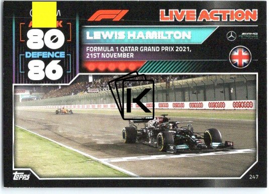 2022 Topps Formule 1Turbo Attax F1 Live Action 2021 247 Lewis Hamilton (Mercedes-AMG)