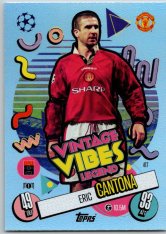 fotbalová kartička 2024-25 Topps Match Attax UEFA Club Competitions Vintage Vibes Legend 417 Eric Cantona (Manchester United)