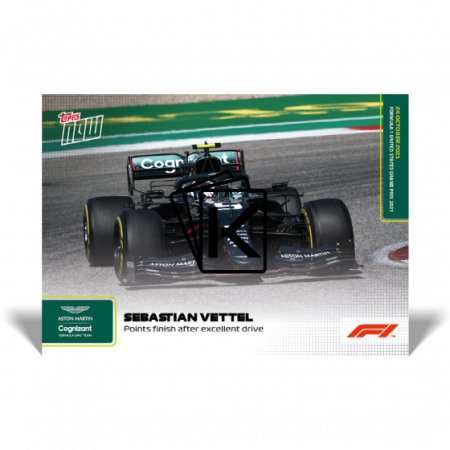 kartička Formule 1 Topps Now 2021 67 Sebastian Vettel Aston Martin