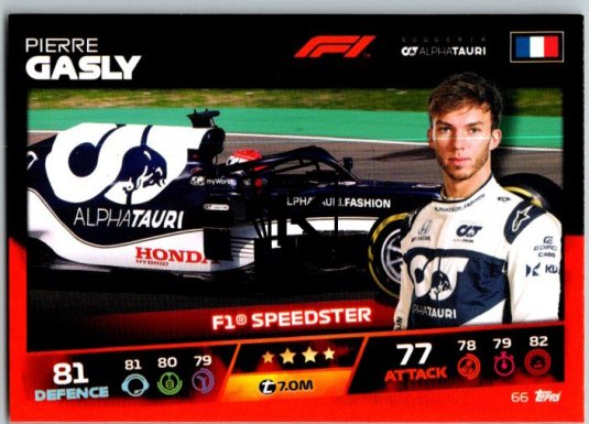 2021 Topps Formule 1 Turbo Attax Speedster 66 Pierre Gasly Scuderia Alpha Tauri