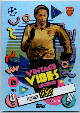 fotbalová kartička 2024-25 Topps Match Attax UEFA Club Competitions Vintage Vibes Legends 416 Thierry Henry (Arsenal)