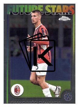 fotbalová kartička 2024-25 Topps Chrome 183 Francesco Camarda, AC Milan – Future Stars