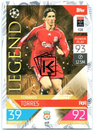 Fotbalová kartička 2022-23 Topps Match Attax UCL Legend 416 Fernando Torres - Liverpool
