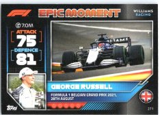 2022 Topps Formule 1Turbo Attax F1 Epic Moments 2021 271 George Russell (Williams)