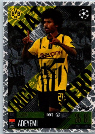 Fotbalová kartička 2024-25 Topps Match Attax EXTRA UEFA Club Competitions Hat Trick Hero 330 Karim Adeyemi (Borussia Dortmund)