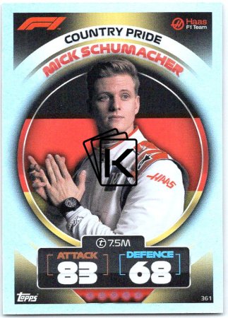 2022 Topps Formule 1 Turbo Attax F1 Country Pride 361 Mick Schumacher  (Haas)