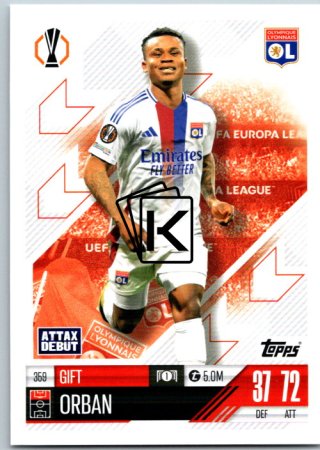 fotbalová kartička 2024-25 Topps Match Attax UEFA Club Competitions 359 Gift Orban (Olympique Lyonnais)