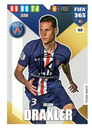 Fotbalová kartička Panini Adrenalyn XL FIFA 365 - 2020 Team Mate 168 Julian Draxler PSG