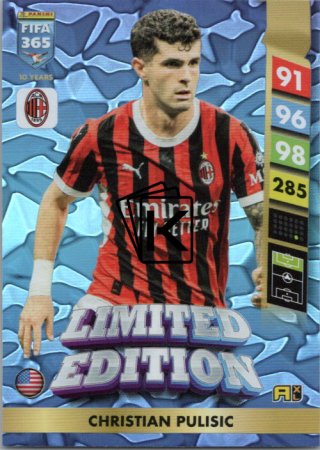 Limitovaná kartička Panini FIFA 365 2025 Adrenalyn XL Christian Pulisic AC Milán