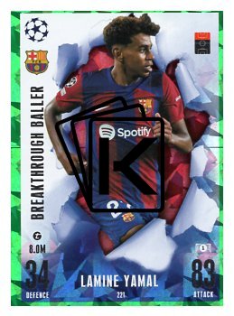 2023-24 Topps Match Attax EXTRA UEFA Club Competition Breakthrough Ballers 221 Lamine Yamal (FC Barcelona) RC Emerald