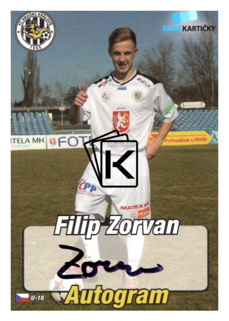 podepsaná fotbalová kartička 2014 MK FC Hradec Králové A9 Filip Zorvan