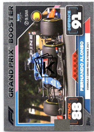 2022 Topps Formule 1Turbo Attax F1 Grand Prix Booster Cards 320 Fernando Alonso (Alpine)
