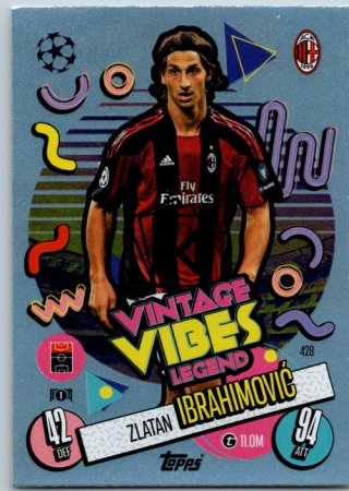 fotbalová kartička 2024-25 Topps Match Attax UEFA Club Competitions Vintage Vibes Legend 428 Zlatan Ibrahimović (AC Milan)