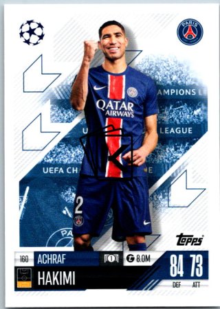 fotbalová kartička 2024-25 Topps Match Attax UEFA Club Competitions  160 Achraf Hakimi (Paris Saint-Germain)