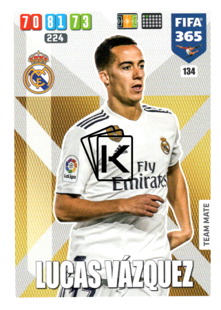 Fotbalová kartička Panini Adrenalyn XL FIFA 365 - 2020 Team Mate 134 Lucas Vazquez Real Madrid CF