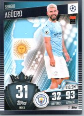 fotbalová kartička 2020-21 Topps Match Attax 101 Champions League 31 Sergio Agüero Manchester City