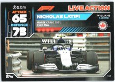 2022 Topps Formule 1Turbo Attax F1 Live Action 2021 197  Nicholas Latifi (Williams)