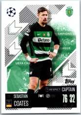 fotbalová kartička 2024-25 Topps Match Attax UEFA Club Competitions 274 Sebastian Coates (Sporting Clube de Portugal)  -  Captain