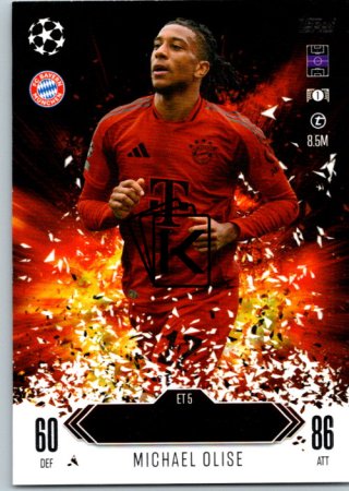 Fotbalová kartička 2024-25 Topps Match Attax EXTRA UEFA Club Competitions Explosive Talent Limited Edition ET 5.  Michael Olise (FC Bayern München)