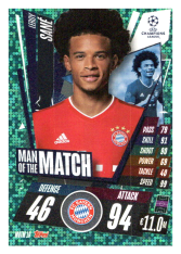 fotbalová kartička 2020-21 Topps Match Attax Champions League Extra Man of the Match MOTM16 Leroy Sané FC Bayern München