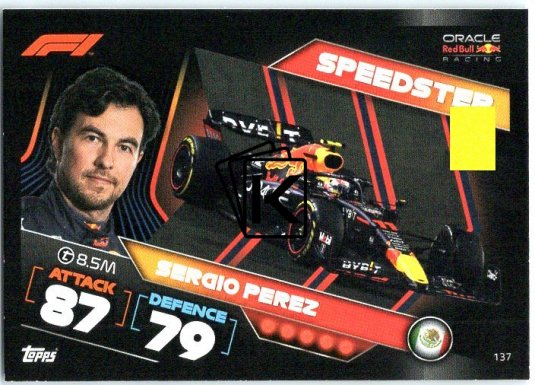 2022 Topps Formule 1Turbo Attax F1 Speedster 137 Sergio Perez (Red Bull Racing)