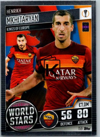 fotbalová kartička 2020-21 Topps Match Attax 101 Champions League World Star 159 Henrikh Mkhitaryan AS Roma