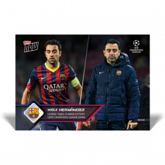 Fotbalová kartička Topps Now 2021-22 UCL 77 Xavi Hernandez FC Barcelona