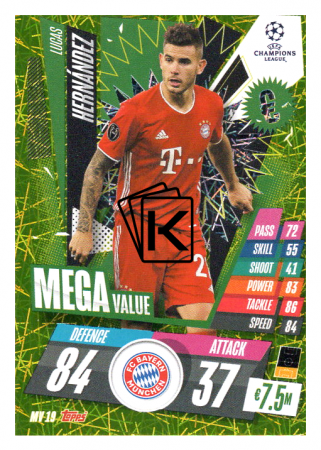 fotbalová kartička 2020-21 Topps Match Attax Champions League Extra Mega Value MV19 Lucas Hernández FC Bayern München