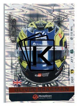 2025 Topps Turbo Attax F1 Moneygram Haas Helmet LL7 Oliver Bearman