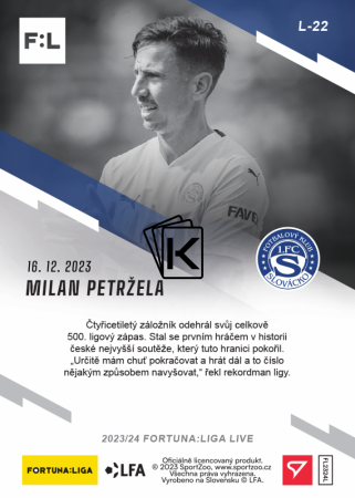 fotbalová kartička 2023-24 SportZoo Fortuna Liga Live L-22 Milan Petržela1.FC Slovácko /74