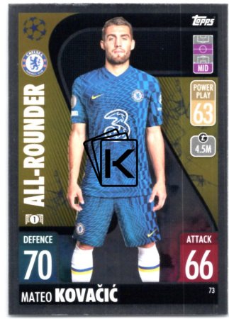 fotbalová kartička 2021-22 Topps Match Attax UEFA Champions All-Rounder 73 Mateo Kovacic Chelsea FC