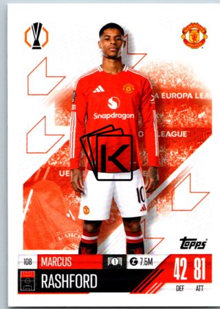 fotbalová kartička 2024-25 Topps Match Attax UEFA Club Competitions 108 Marcus Rashford (Manchester United)