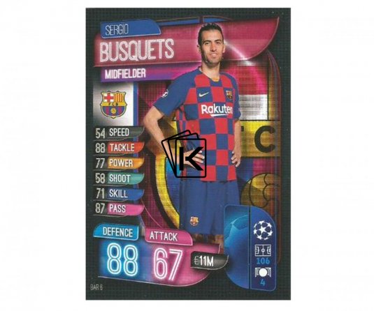 Fotbalová kartička 2019-2020  Topps Champions League Match Attax - Sergio Busquets  - FC Barcelona 6