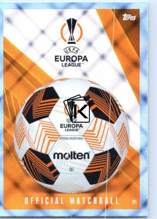 2023-24 Topps Match Attax EXTRA UEFA Club Competition Blue Crystal Parallel Official Matchball 191 UEFA Europa League