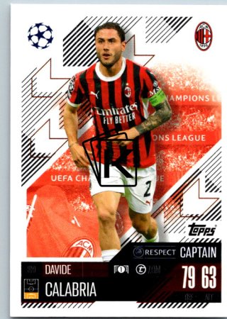 fotbalová kartička 2024-25 Topps Match Attax UEFA Club Competitions 310 Davide Calabria (AC Milan)  -  Captain