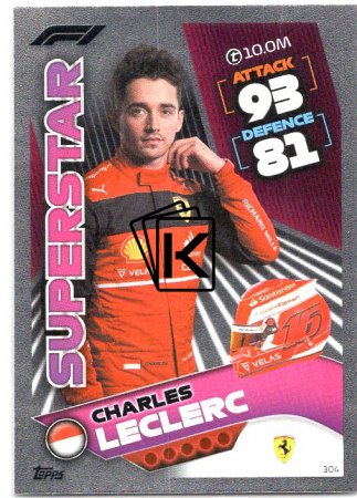 2022 Topps Formule 1Turbo Attax F1 Superstars 304 Charles Leclerc (Ferrari)