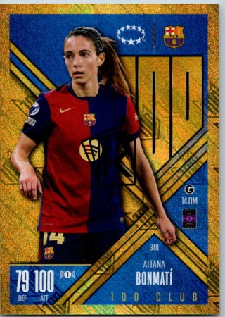 Fotbalová kartička 2024-25 Topps Match Attax EXTRA UEFA Club Competitions 100 Club - UEFA Women's Champions League 348.  Aitana Bonmatí (FC Barcelona)