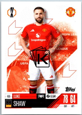 fotbalová kartička 2024-25 Topps Match Attax UEFA Club Competitions  103  Luke Shaw (Manchester United)
