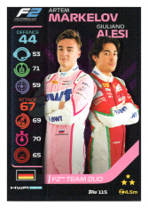 2020 Topps Formule 1 Turbo Attax 115 Team Duo F2 Artem Markelov & Giuliano Alesi