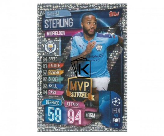 Fotbalová kartička 2019-2020  Topps Champions League Match Attax -  MVP Raheem Sterling Manchester City