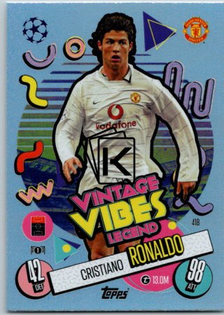 fotbalová kartička 2024-25 Topps Match Attax UEFA Club Competitions Vintage Vibes Legend 418 Cristiano Ronaldo (Manchester United)